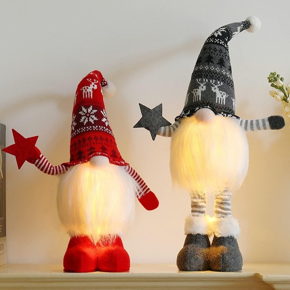NEW 2Pcs 24.8 Inch Large Size Lighted Standing Christmas Gnomes Decorations - Picture 7 of 9